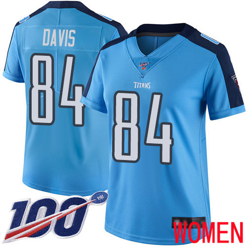 Tennessee Titans Limited Light Blue Women Corey Davis Jersey NFL Football #84 100th Season Rush Vapor Untouchable